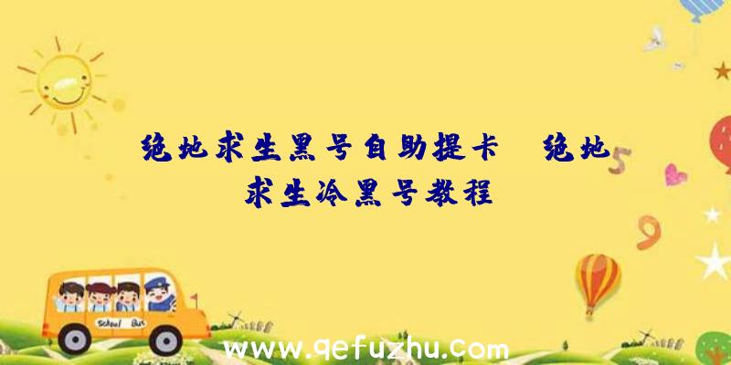 「绝地求生黑号自助提卡」|绝地求生冷黑号教程